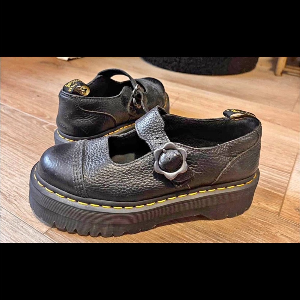 Dr. Martens Addina Black Leather Platform Loafers
